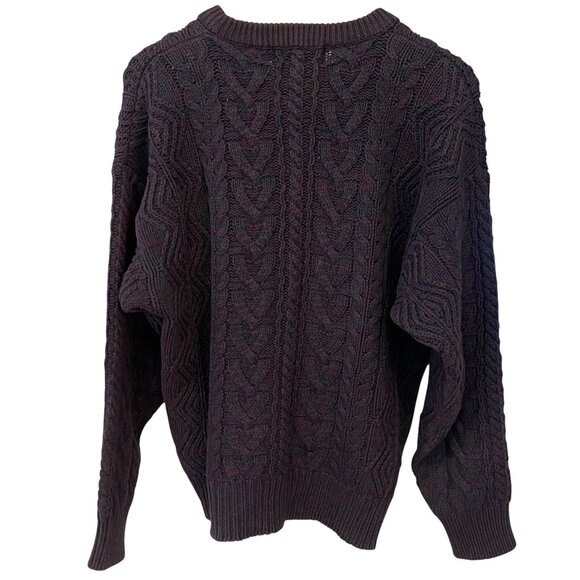 Vintage 90s Eddie Bauer Mens Cable Knit Sweater Size M Outdoor Classic Heritage - Picture 3 of 9
